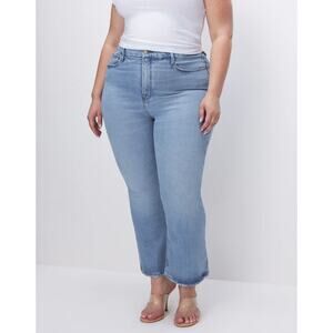 Good American Good Legs High Rise Cropped Mini Bootcut Jeans Size 26 Light Wash